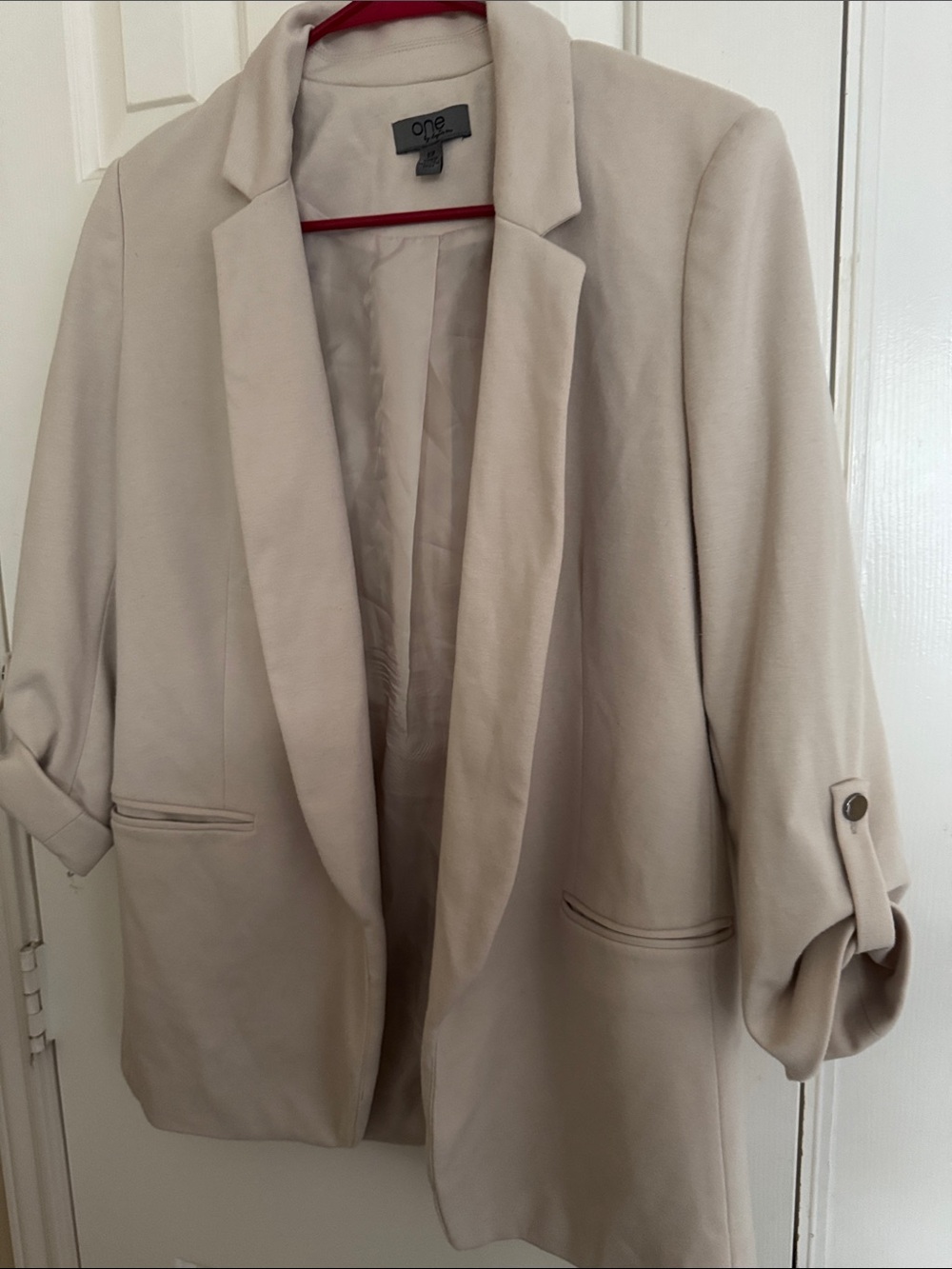 One Clothing Cream Open-Front Blazer Jacket